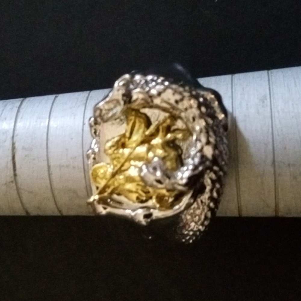 Men's Saint George Battling the Dragon Ring Sz 10.75